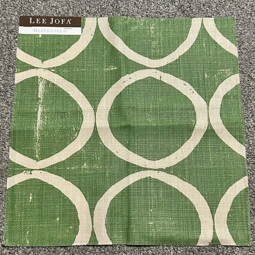 Lee Jofa Fabric Sample Remnant Circles Forest Linen Green Blithfield Crafts